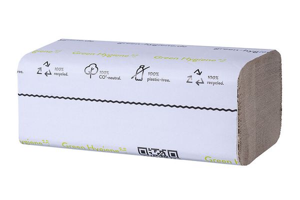 GREEN HYGIENE Palette Handtuchpapier 1-lagig, FALK, natur, V-Falz, 25x23 cm, 160.000 Blatt