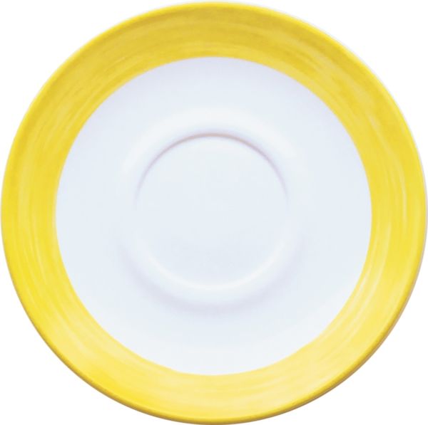 Teller, gelb, Porzellan, Gelber Rand, Weißer Teller