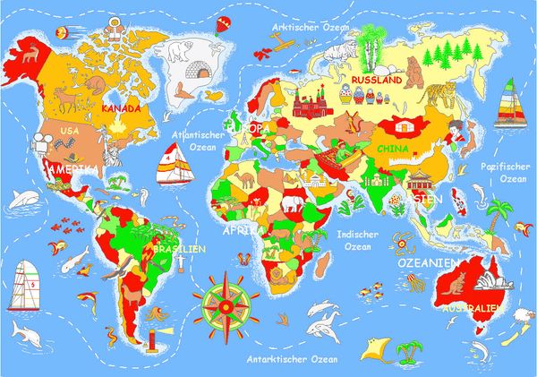 Weltkarte, Kinderkarte, Puzzlekarte, Afrika-Asien-Region, Schnell-Lagerung?