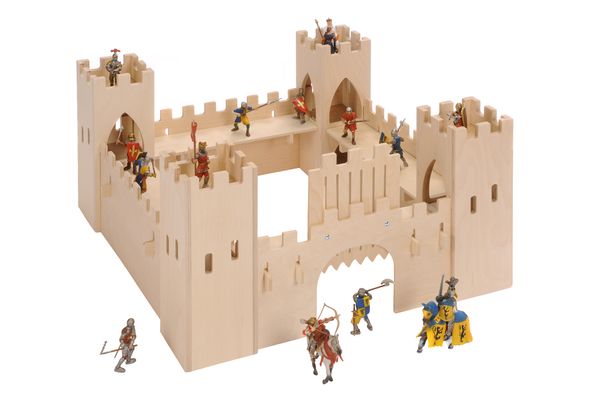 Große Ritterburg aus Holz mit vielen Details, 75 x 75 cm Große Ritterburg aus Holz mit vielen Details, 75 x 75 cm