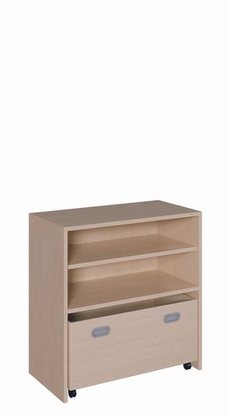 regal, offenes regal, holz, holzoptik, rollen