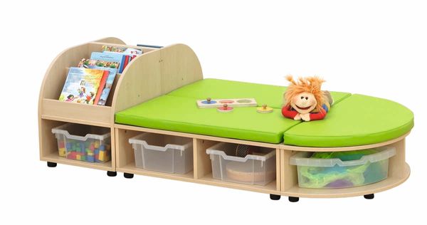 BETZOLD Maddox Große Sitzbank mit Bücherbox und 8 transparenten Boxen, oval