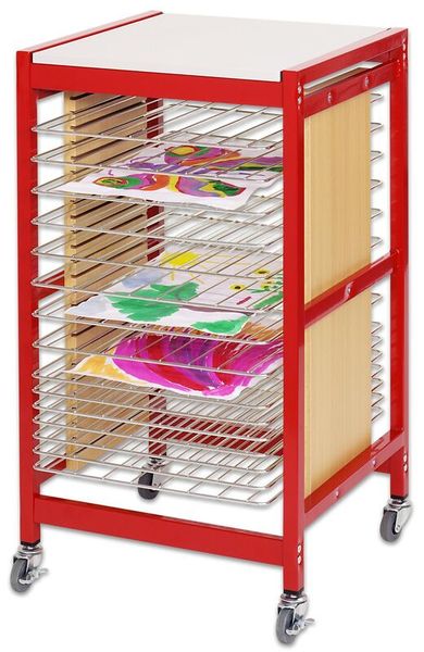 Schnittschutzkorb, Backblechwagen, Kochwagen, Backblechständer, Roter Wagen