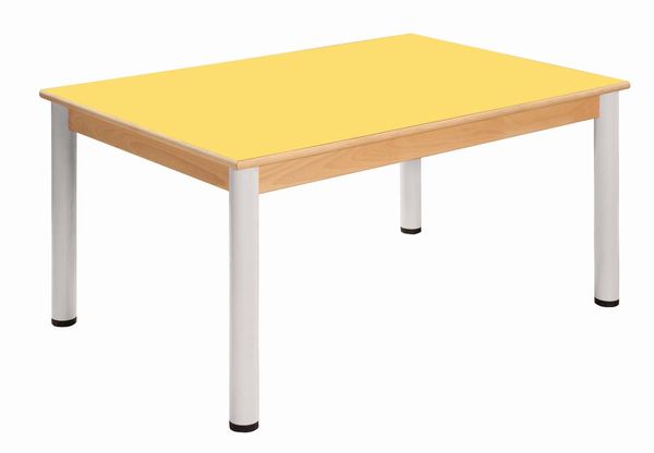Tisch, Kinder Tisch, gelb, Holz-Rahmen, Kunststoffplatte