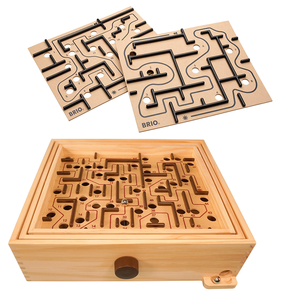 Kiga Set BRIO Labyrinth, Geschicklichkeitsspiel inkl. 2 Ergänzungsplatten, ab 6 Jahre