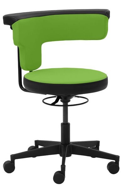stuhl, bürostuhl, grün, kunstleder, rollenstuhl