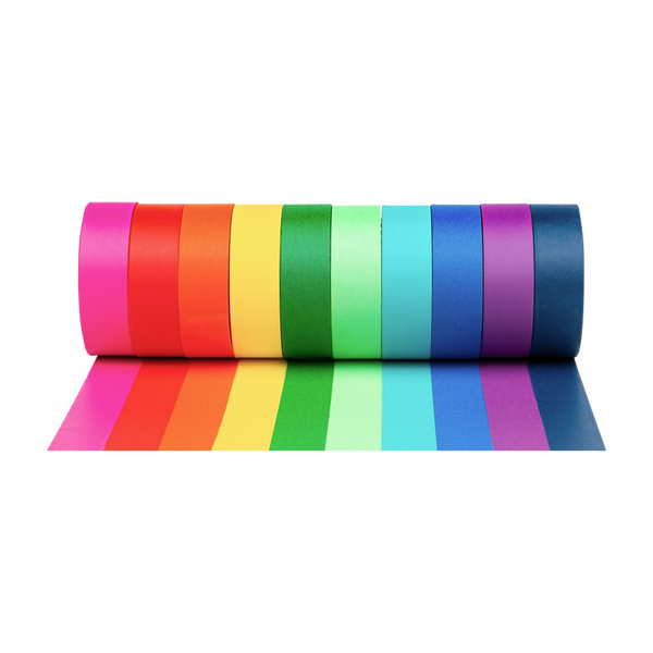 Washi-Tape Set, 10 Rollen farblich sortiert je 5m x 15mm, in verschiedenen Farbausführungen