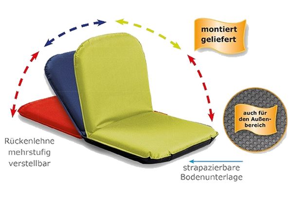 Sitzkissen, Rückenlehne, Mehrstufig, verstellbar, Bodenunterlage