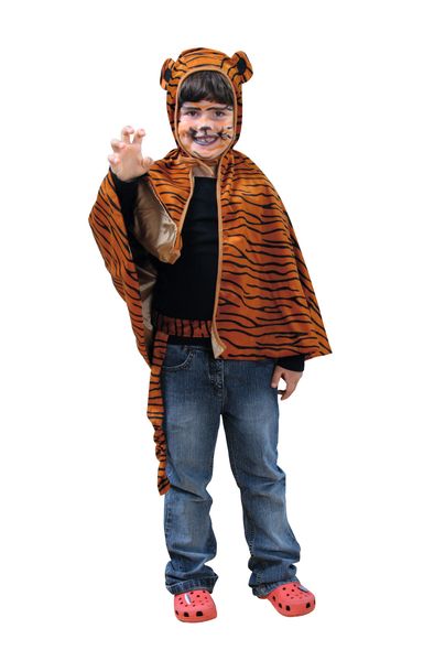 Tiger costume, Cape, Hood, Tiger print, Kids costume