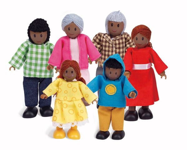HAPE Puppenfamilie – 6 Biegepuppen dunkle Haut, 9 - 11 cm HAPE Puppenfamilie – 6 Biegepuppen dunkle Haut, 9 - 11 cm