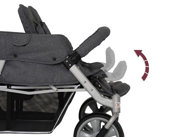 baby stroller, recline seat, adjustable handle, gray, mesh storage
