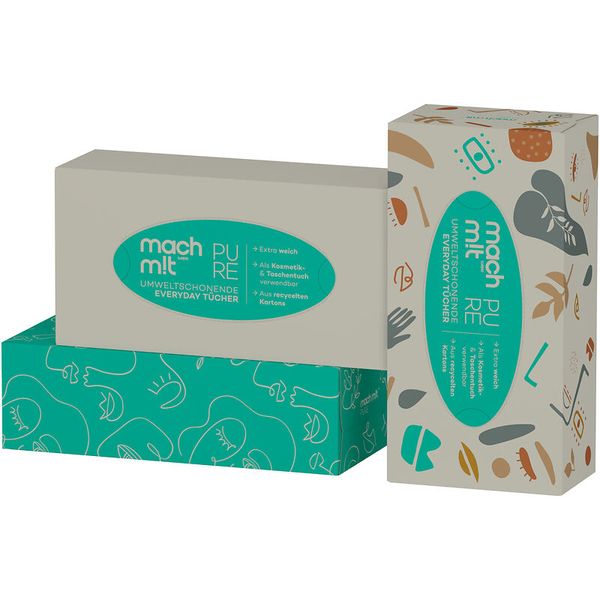 MACH M!T 100% Recycling Taschentücher Box, 4-lagig, Gebinde-Größe wählbar