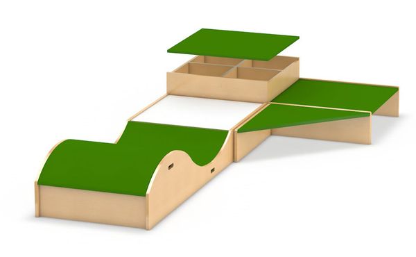 Kinderbett, Holz, Kletterturm, Grün, Mehrstöckig