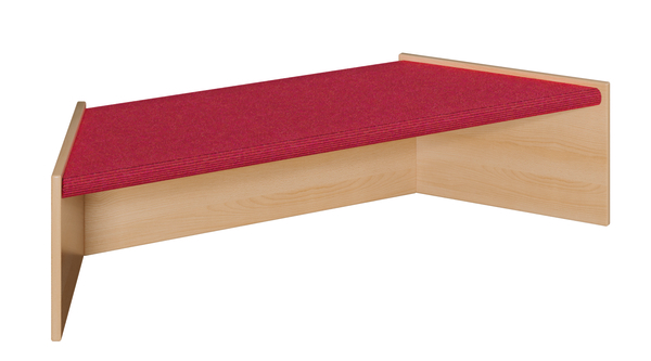 hochbett, bettbank, Holz, rote Tapete, Kante mit Geländer