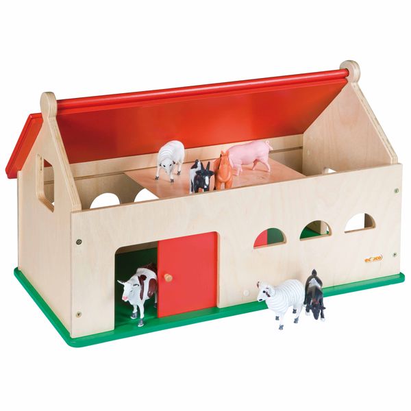 EDUCO Bauernhof aus Holz mit aufklappbarem Dach, LxB: 50 x 24 cm EDUCO Bauernhof aus Holz mit aufklappbarem Dach, LxB: 50 x 24 cm
