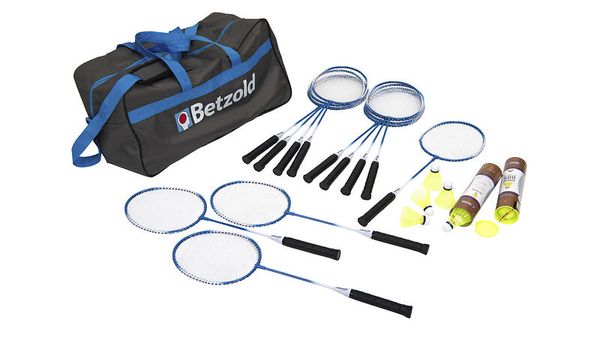 Badminton, Badminton-Set, Federbälle, Schläger, Reisebag