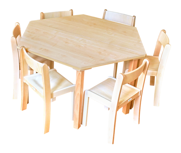 Tisch-Stuhl-Kombination Trapez, zargenlos, Sitzhöhe 30 cm / Tischhöhe 52 cm (SONDERANGEBOT)