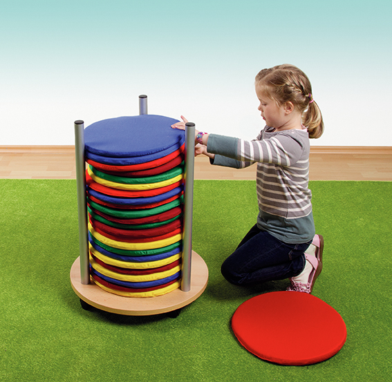 colorful discs, stacking discs, toy, rotating stack, children activity