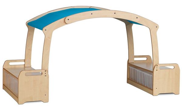 kids, play tent, soft arch, wooden structure, blue cushion