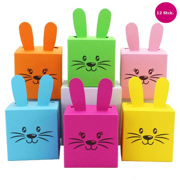 Osterhasenkisten, 12 Stück, bunt gemischt - Bastelset (SONDERANGEBOT) Osterhasenkisten, 12 Stück, bunt gemischt - Bastelset (SONDERANGEBOT)