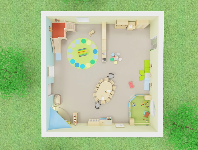 Spielbereich in der Krippe von oben