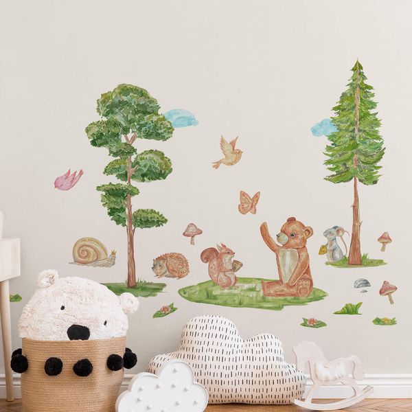 Wandtattoo Wald und Tiere, Größe wählbar
