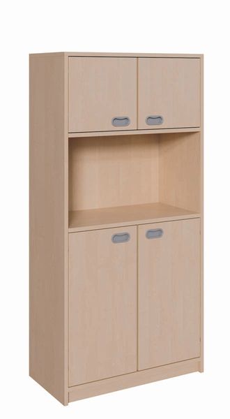 Schrank mit 2 Doppeltüren oben/ unten, ohne Mittelwand (B/H/T: 78 x 160 x 40 cm)