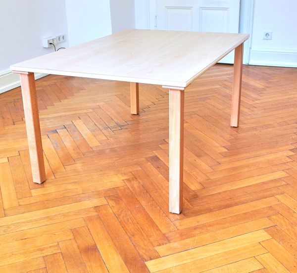 Zargenloser Rechtecktisch 120x80 cm, Birke Dekor, Holzbeine Zargenloser Rechtecktisch 120x80 cm, Birke Dekor, Holzbeine