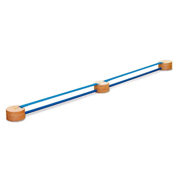 Balancierbrett, Balance-Balken, Holzscheiben, blaue_Bänder, Fitness-Übertragungsstück