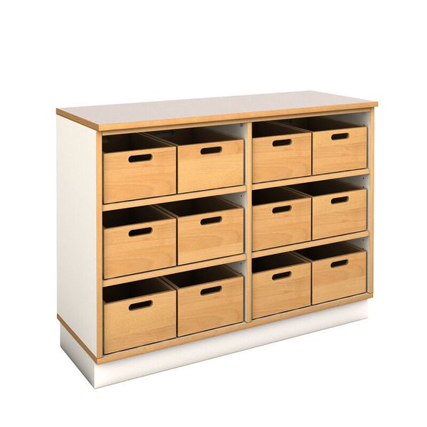 DECOR Breites Regal mit 12 Stapelkisten DECOR Breites Regal mit 12 Stapelkisten