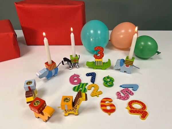 GOKI Geburtstagstierparade, Kerzenhalter-Set GOKI Geburtstagstierparade, Kerzenhalter-Set