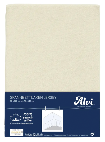 ALVI Spannbetttuch, Jersey, natur, Bio-Qualität, 70 x 140 cm