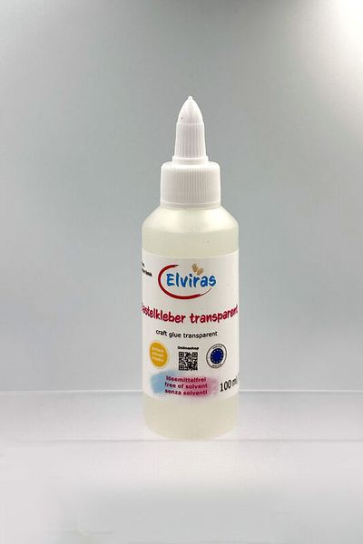 ELVIRAS Bastelkleber / Weißleim, transparent & schnell trocknend, lösungsmittelfrei, 100ml