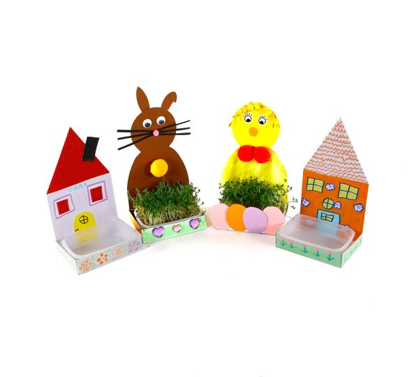 Puppet set, Easter craft, Hase, Vogel, Miniaturengarten