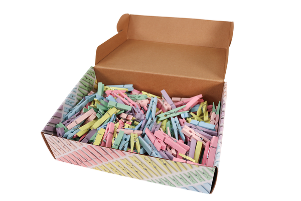 FOLIA Holzklammern, 2,5-5 cm, Großpackung, 480 Stück, Farbe wählbar