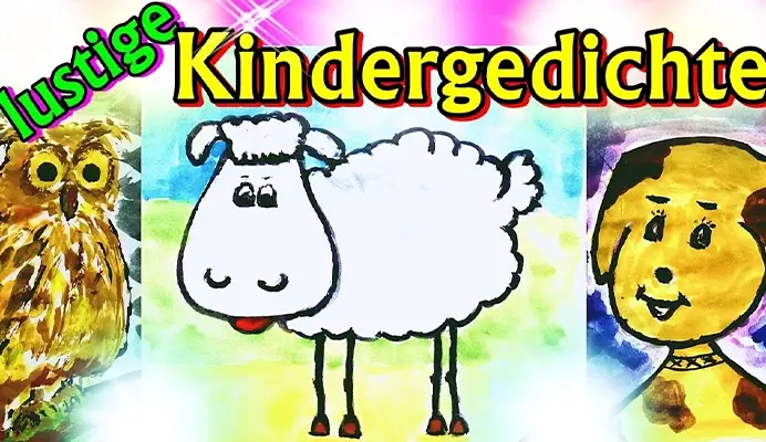 Kindergedichte mit Abbildung von einem Schaf, Eule und Hund