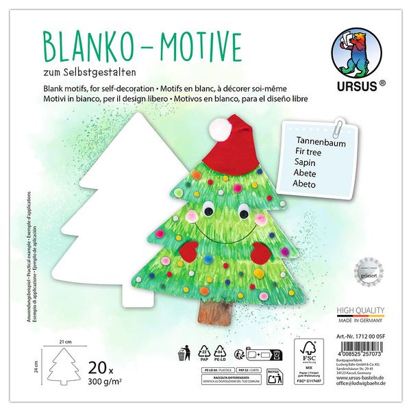 Blanko-Motive Tannenbaum, Karton, 20 Stück, 22,5 x 21 cm