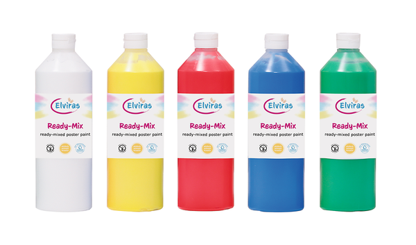 ELVIRAS Ready Mix, Grundfarben-Set, 5 Flaschen, je 500 ml