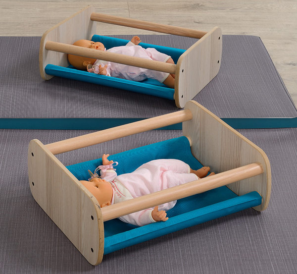 MATHOU Puppenecke-Set mit Puppenwagen, Puppenhochstuhl, Puppenbett und Wickeltisch