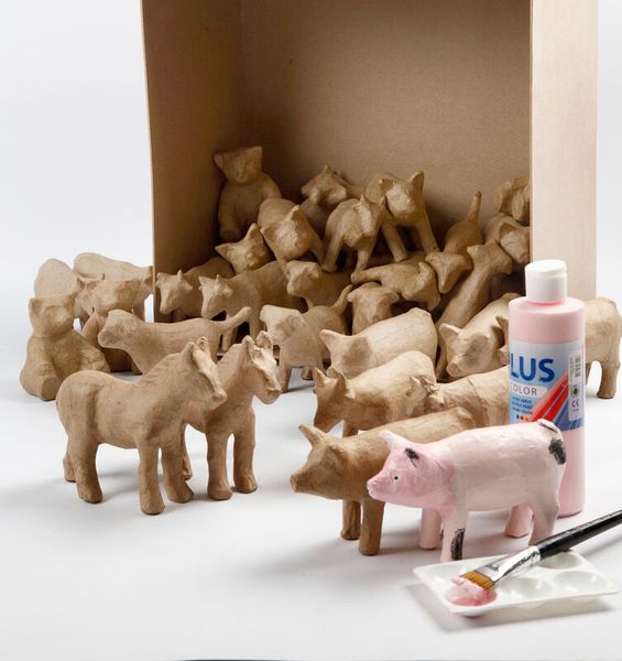 Pappmaché-Tiere, 60 Stück 
