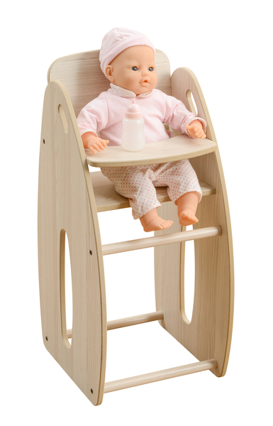 MATHOU Puppenecke-Set mit Puppenwagen, Puppenhochstuhl, Puppenbett und Wickeltisch