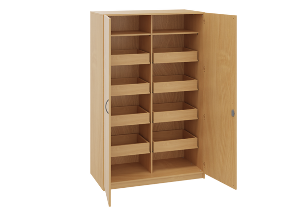 Schuhschrank, Holzoptik, Drehtüren, Schuhablagen, Naturholz