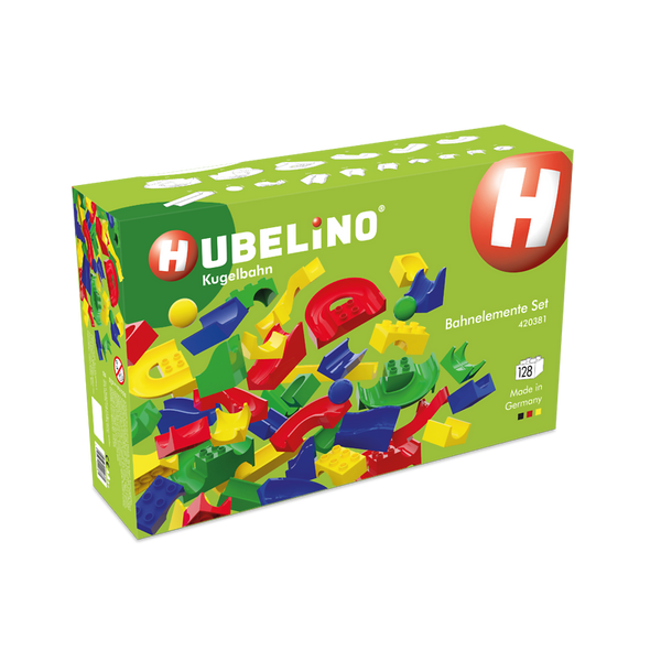 HUBELINO Kugelbahn, Bahnelemente-Set, 128-teilig