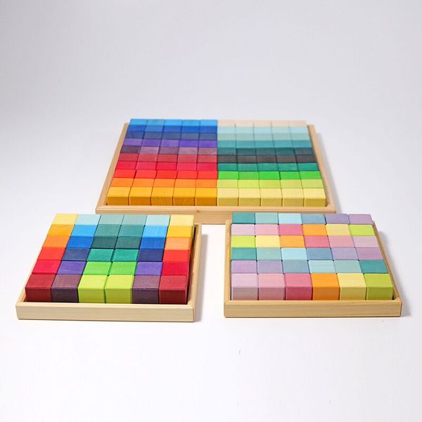 GRIMM´S Regenbogen Mosaik, 36 Klötze + 1 Holzrahmen, ab 1 Jahr