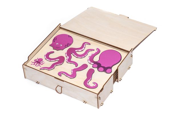 Puzzle, Holz, Organizer, Oktopus, Pink
