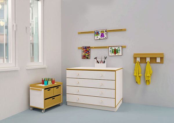 Kinderzimmer, Kommode, Holz, Weiß, Kleiderhaken