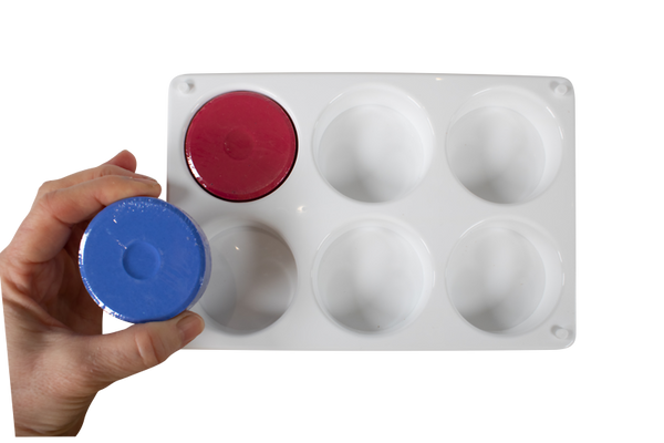 ELVIRAS 6er Tempera-Palette, unbefüllt, für 55 mm Blöcke