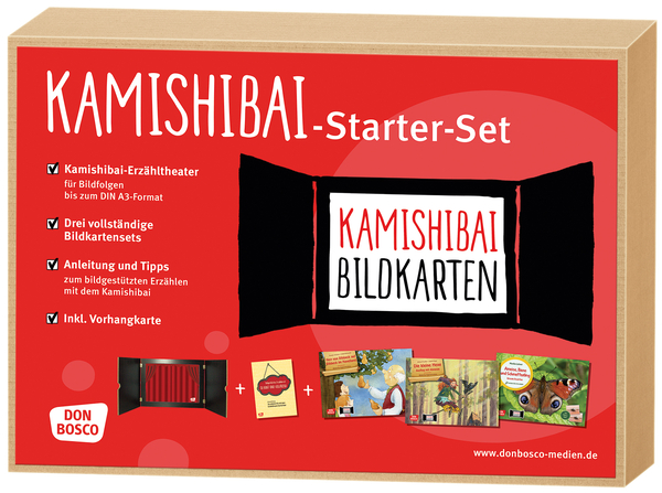 Kamishibai-Erzähltheater, Starter-Set - Erzähltheater + 3 Bildkartensets Kamishibai-Erzähltheater, Starter-Set - Erzähltheater + 3 Bildkartensets