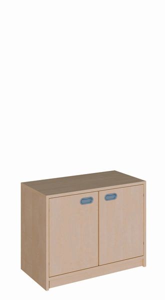 Schrank, Aufbewahrung, Holz, Zweiflügeltür, blaue Griffe