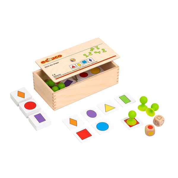 Holzspielzeug, Geometrische Formen, Lernspiel, Sortierkasten, Farben